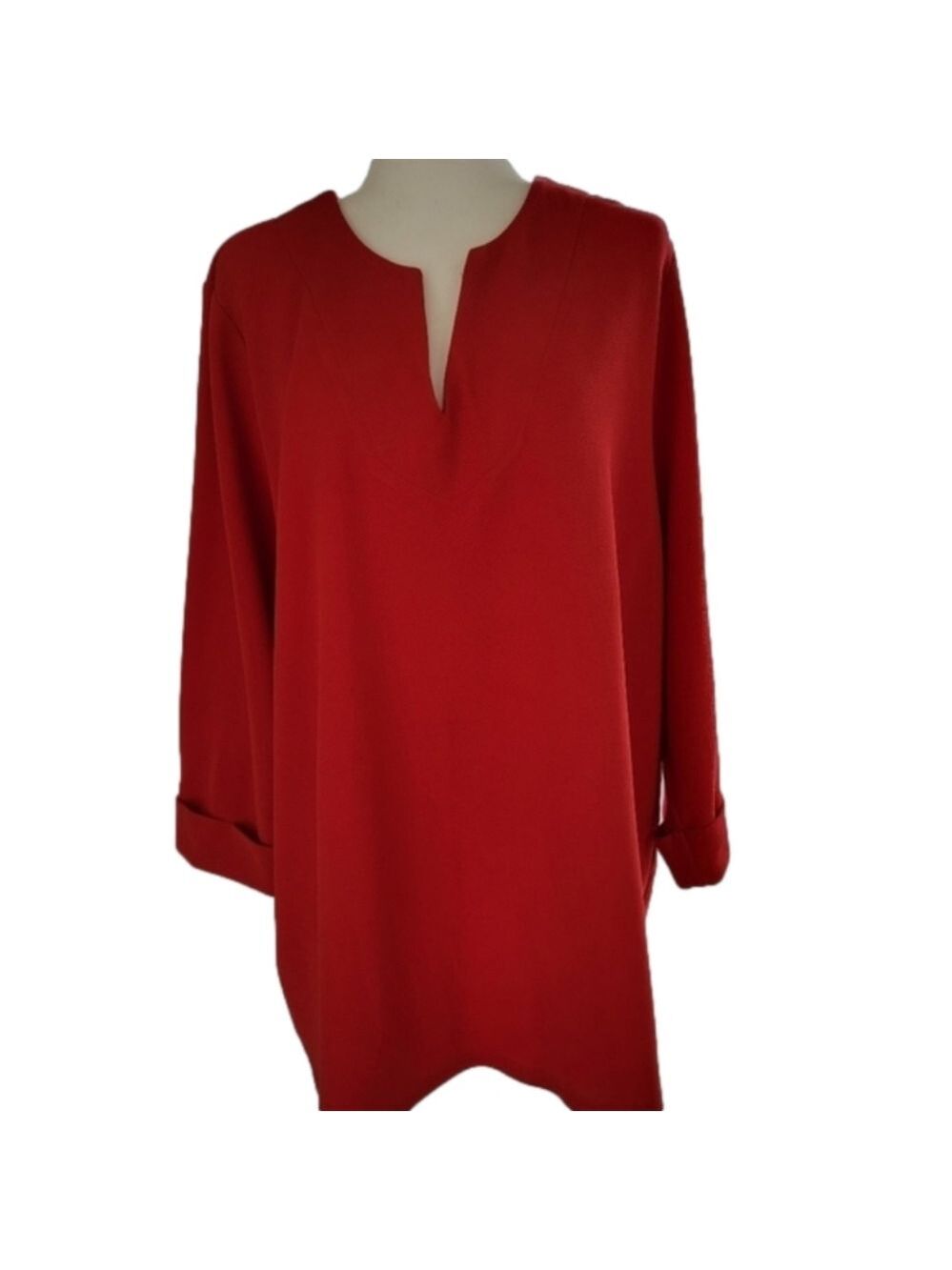 Red Vince Camuto V-Neck Top Sz 3X EUC